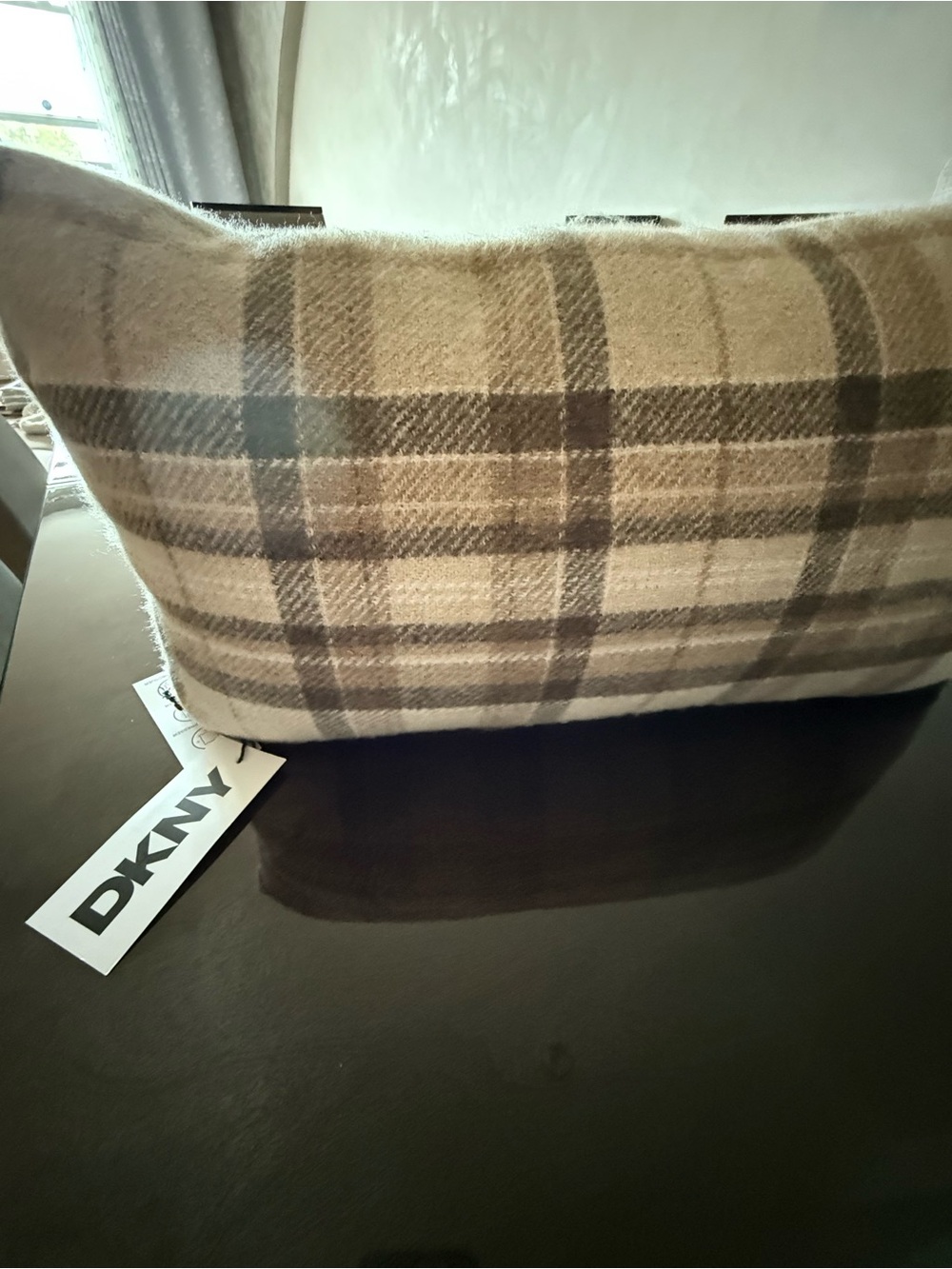 DKNY  Wool Pillow - Beige and Brown